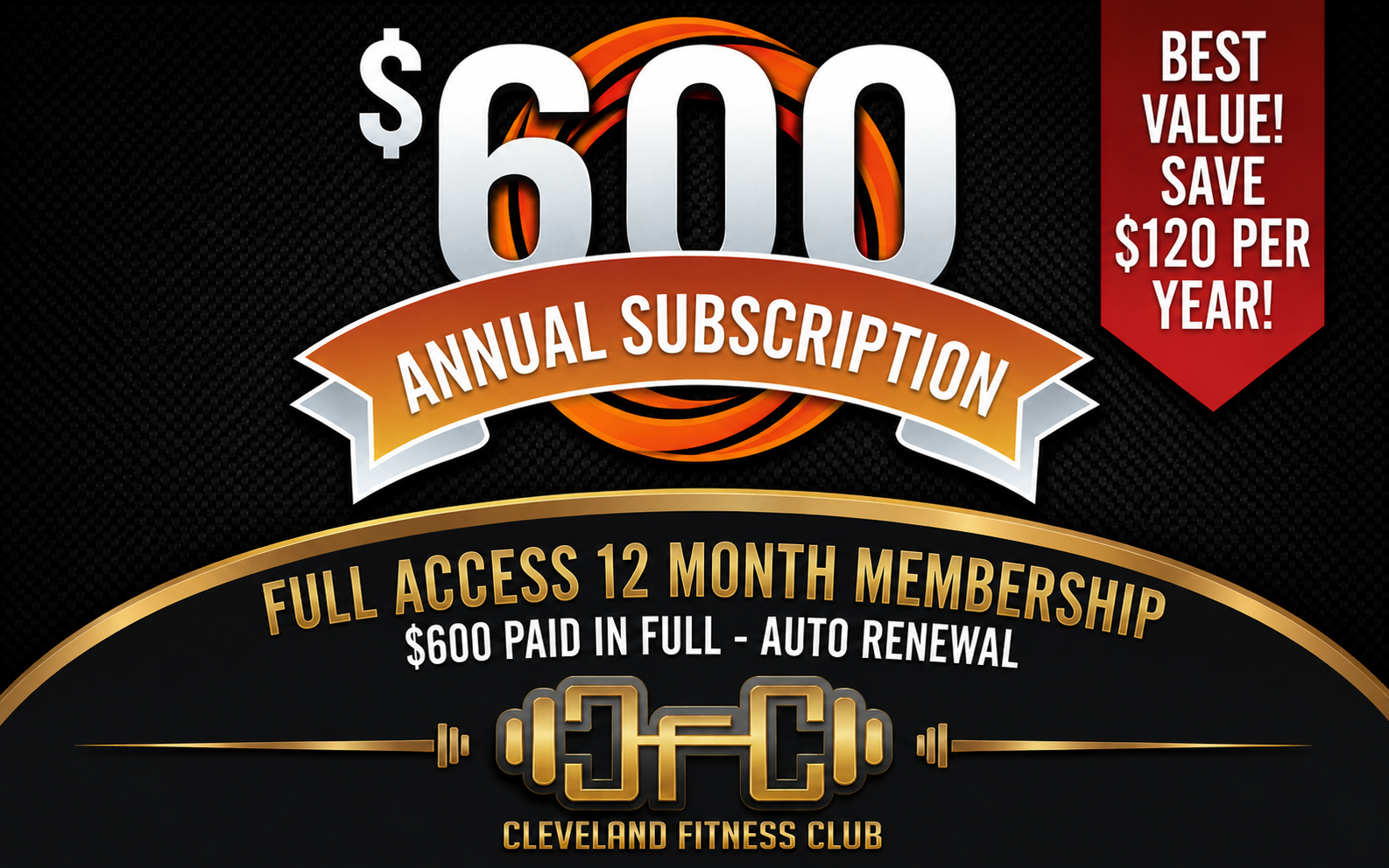 Annual membership plan — $600 per year, paid upfront